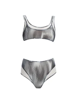 Rosalind Black Optical High Waist Bikini Bottom