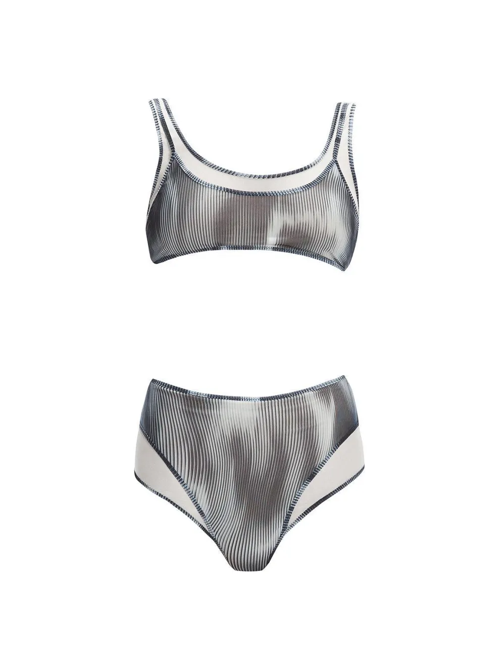 Rosalind Black Optical High Waist Bikini Bottom
