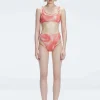 Rosalind Red Optical Scoop Neck Bikini Top