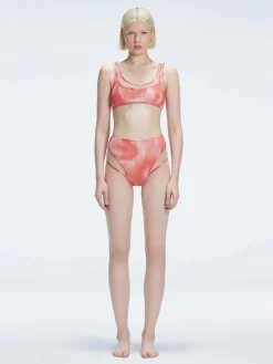 Rosalind Red Optical Scoop Neck Bikini Top