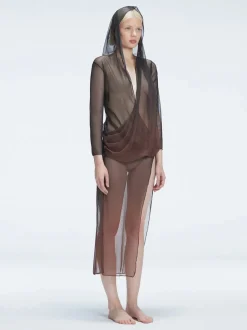 Rosie Black Optical Long Sleeve Maxi Dress