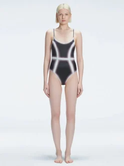 Seraphina Black Optical Scoop Neck One Piece Swimsuit