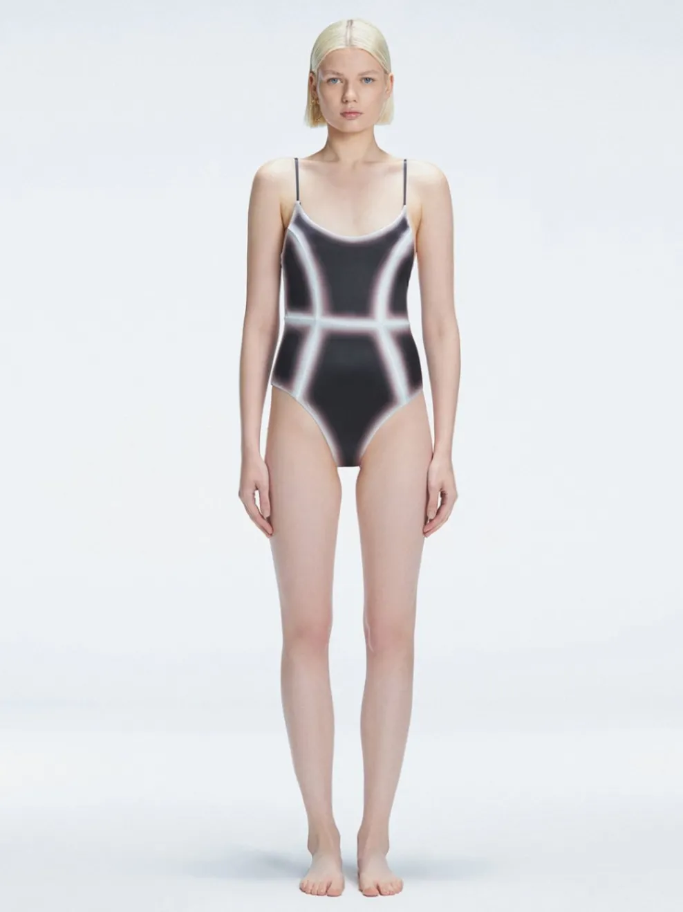 Seraphina Black Optical Scoop Neck One Piece Swimsuit