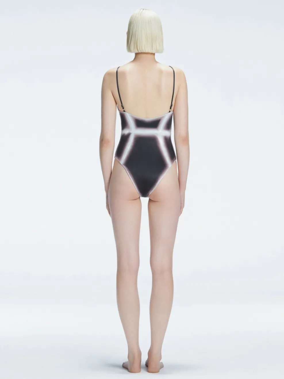 Seraphina Black Optical Scoop Neck One Piece Swimsuit