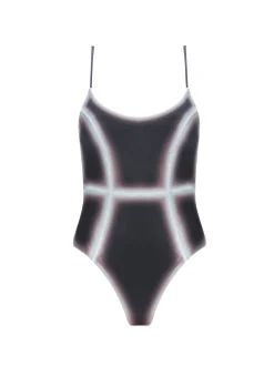 Seraphina Black Optical Scoop Neck One Piece Swimsuit