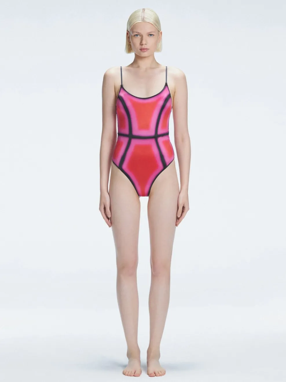 Seraphina Pink Optical Scoop Neck One Piece Swimsuit