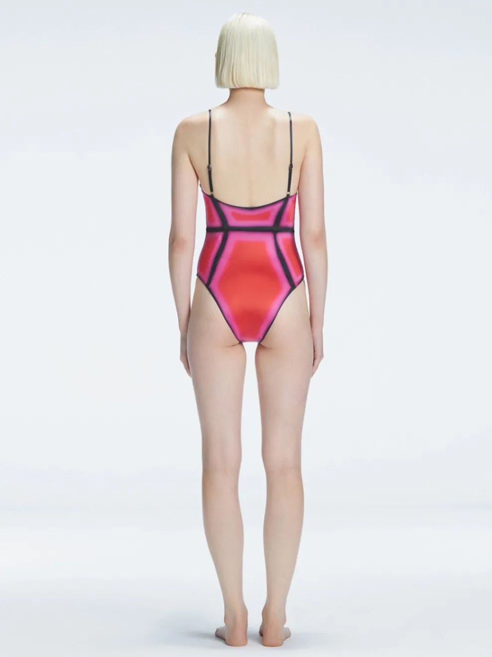 Seraphina Pink Optical Scoop Neck One Piece Swimsuit