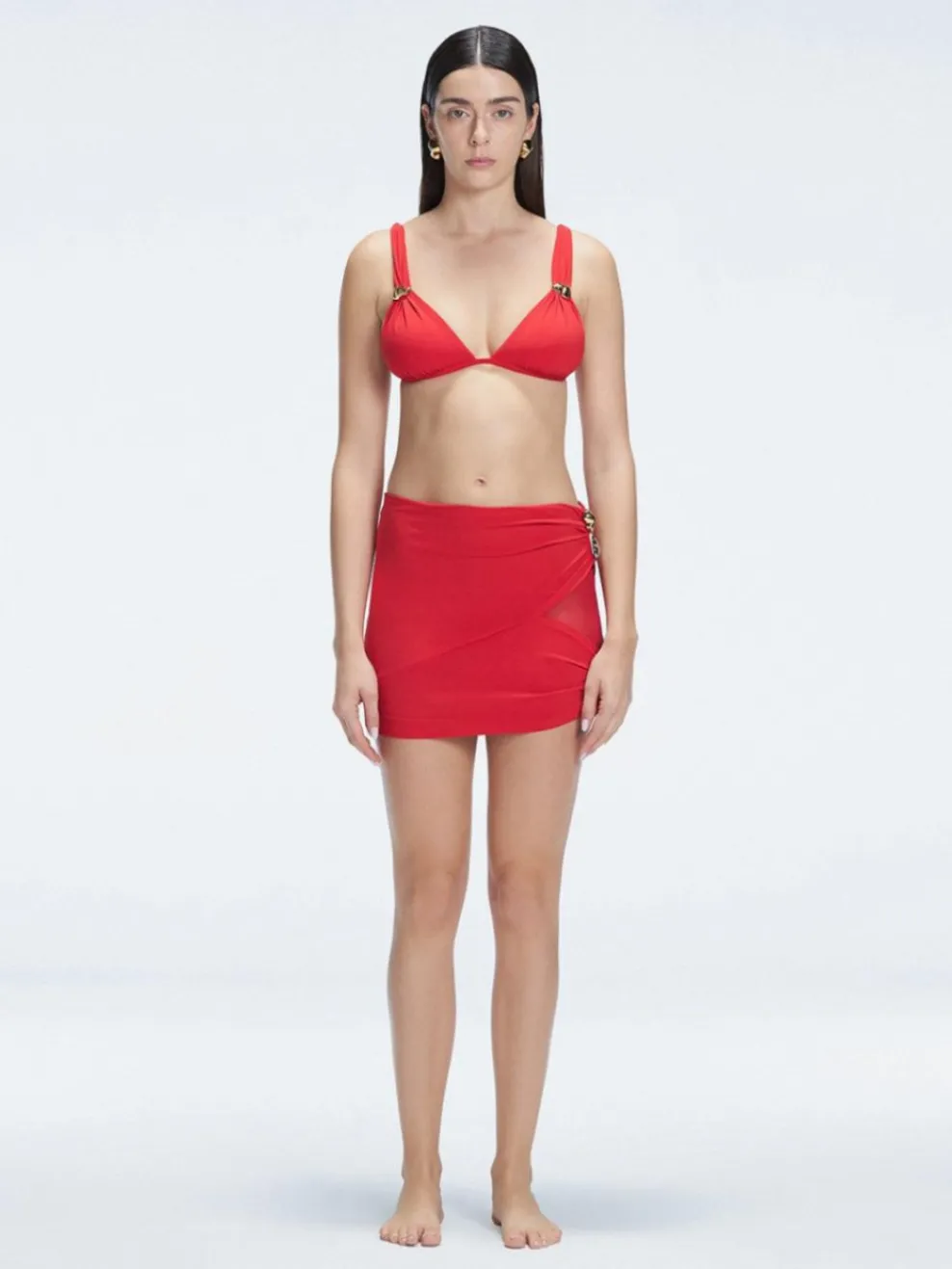 Siena Red Mesh Detail Mini Skirt