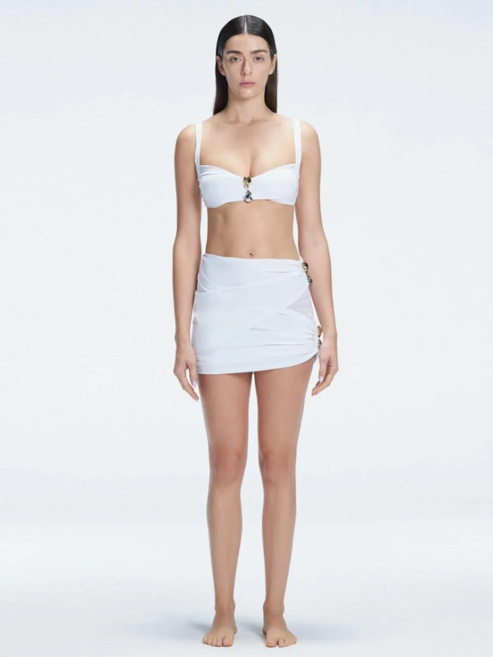 Siena White Mesh Detail Mini Skirt