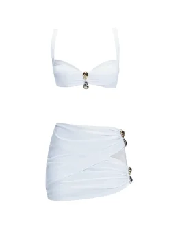 Siena White Mesh Detail Mini Skirt