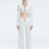 Sirenia White Long Sleeve Crochet Crop Top