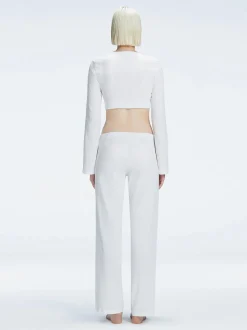 Sirenia White Long Sleeve Crochet Crop Top