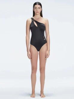 Solene Black One Shoulder One Piece Swimsuit