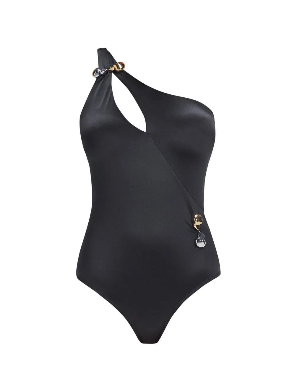 Solene Black One Shoulder One Piece Swimsuit