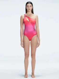 Solene Gradient One Shoulder One Piece Swimsuit