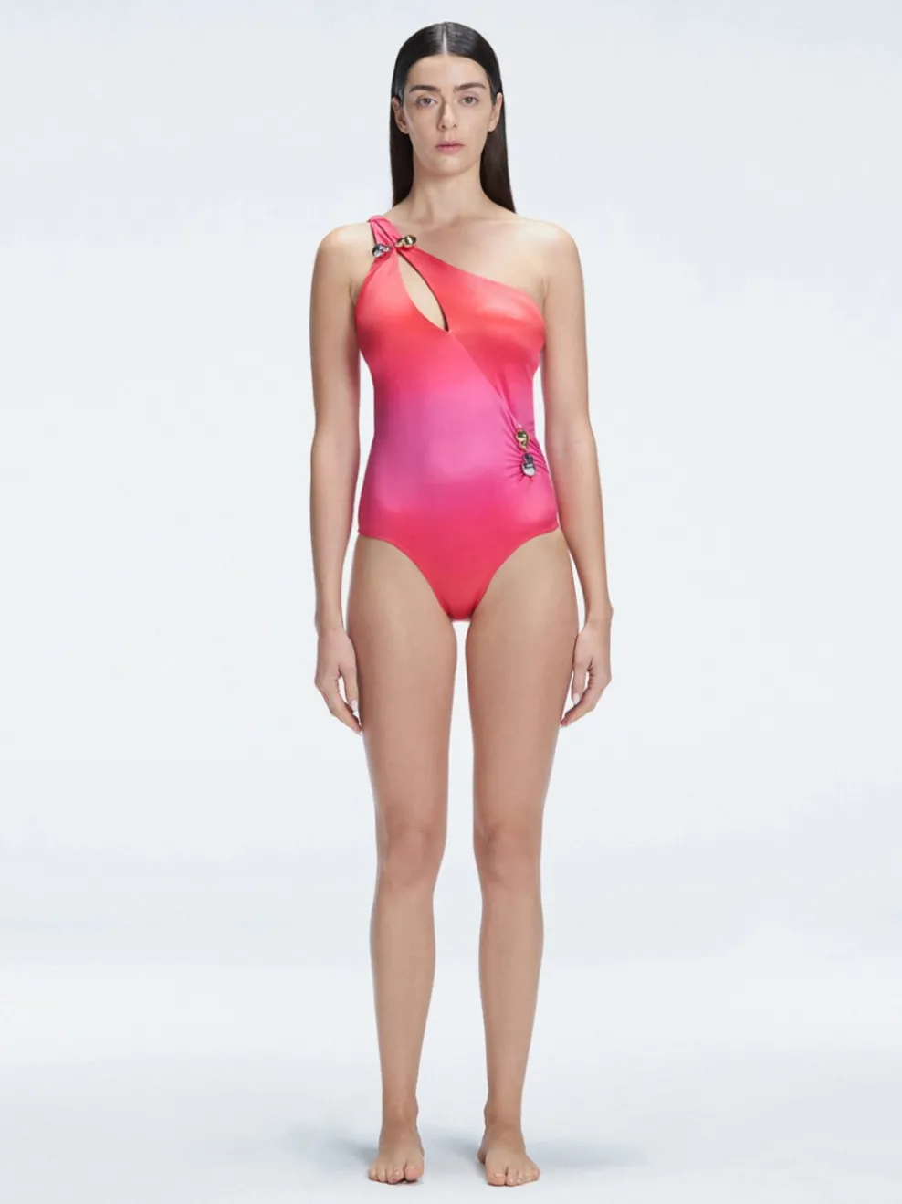 Solene Gradient One Shoulder One Piece Swimsuit