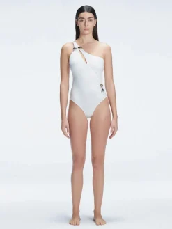 Solene White One Shoulder One Piece Swimsuit