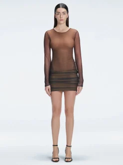 Sylvie Black Optical Long Sleeve Mini Dress