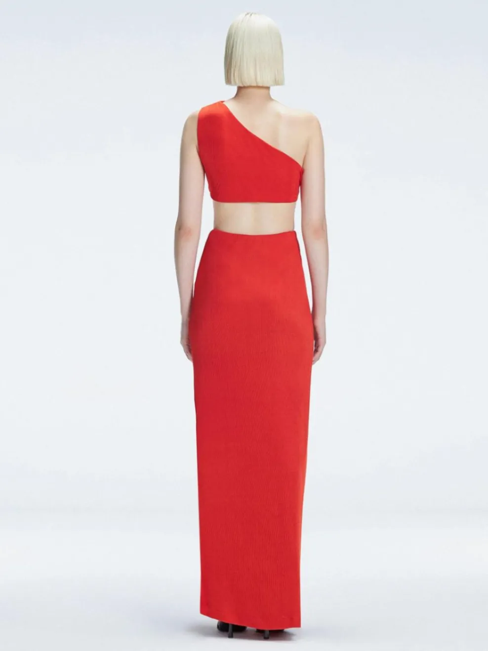 Violet Red One Shoulder Textured Maxi Dress