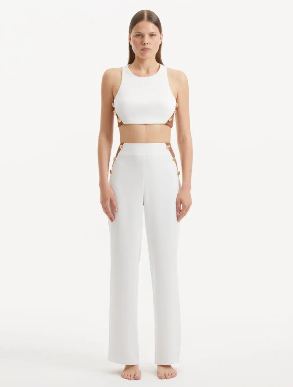 Wade White Brown Pants