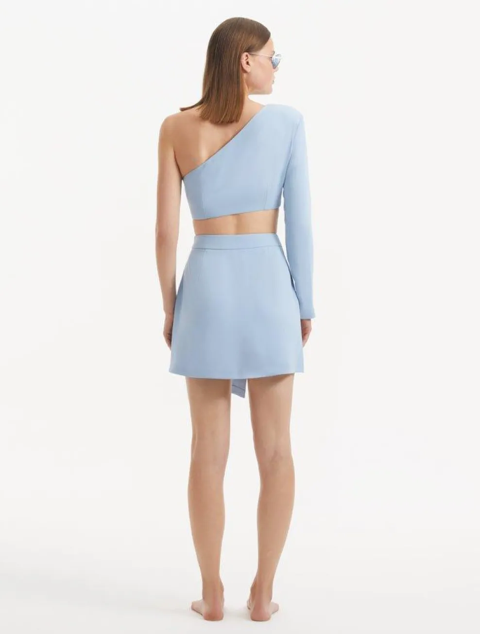 Winslet White Baby Blue Crop Top and India Skirt